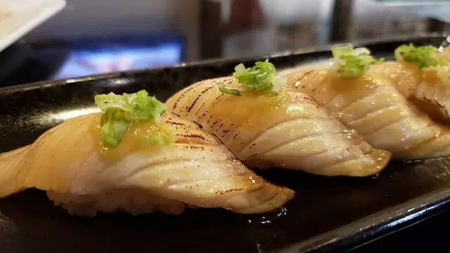 Seared sablefish unagi sushi sustainable
