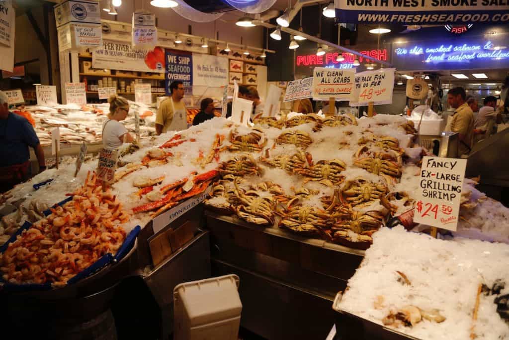 Buying fish from a local fishmonger