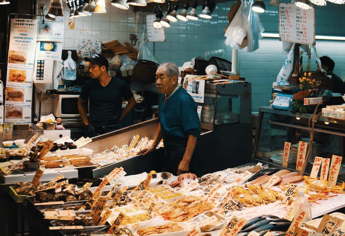 Fishmonger selling fish